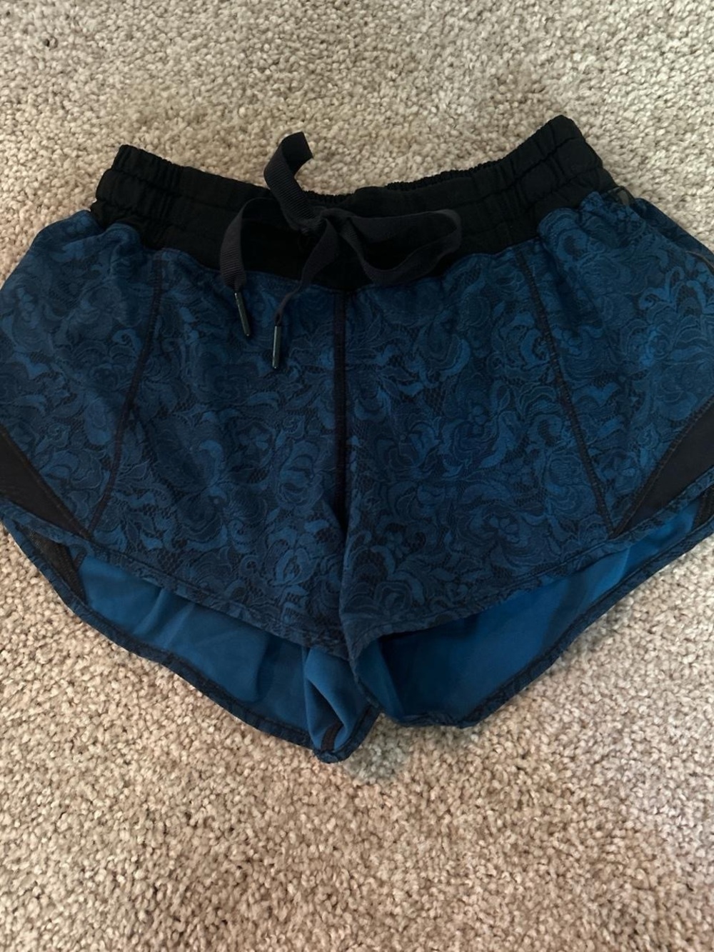 lululemon athletica blue and black athletic shorts, not sold anymore!!